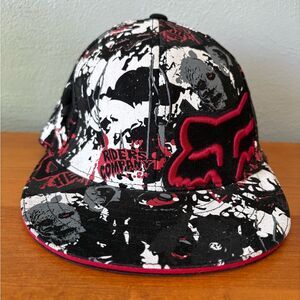 Fox Racing Black and Red Flex fit Hat with Bold Logo Zombies Riders Company
